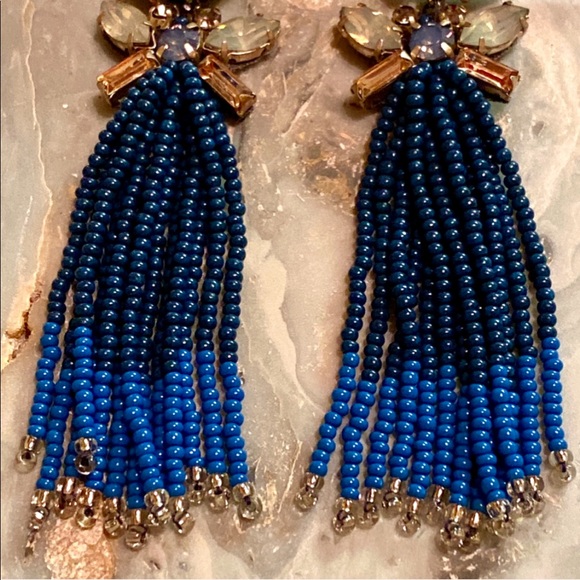 NWT Anthropologie Deepa Crystal Beaded Fringe Earrings - Picture 6 of 11